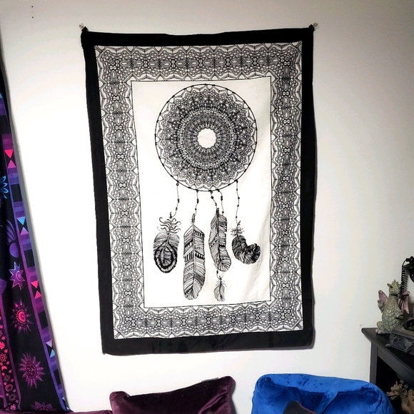 NEW Dreamcatcher Tapestry Poster Black and White - Picture 1 of 6
